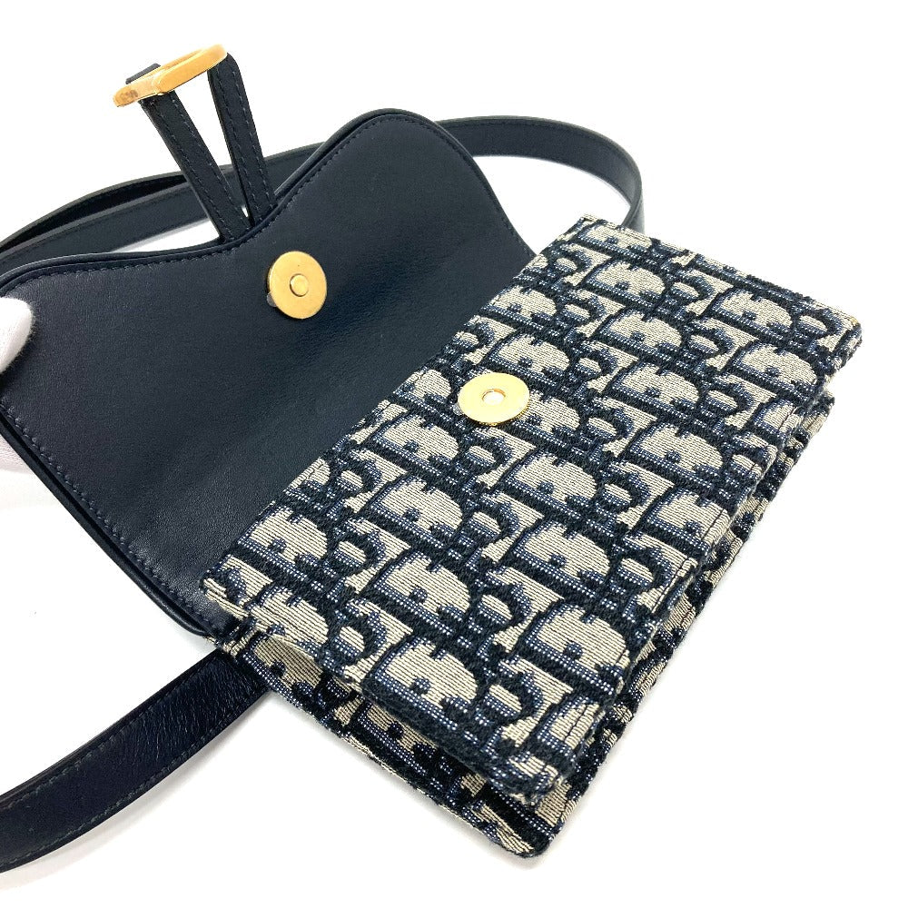 DIOR – Oblique Saddle Belt Pouch / Waist Bag – Leather × Canvas Navy