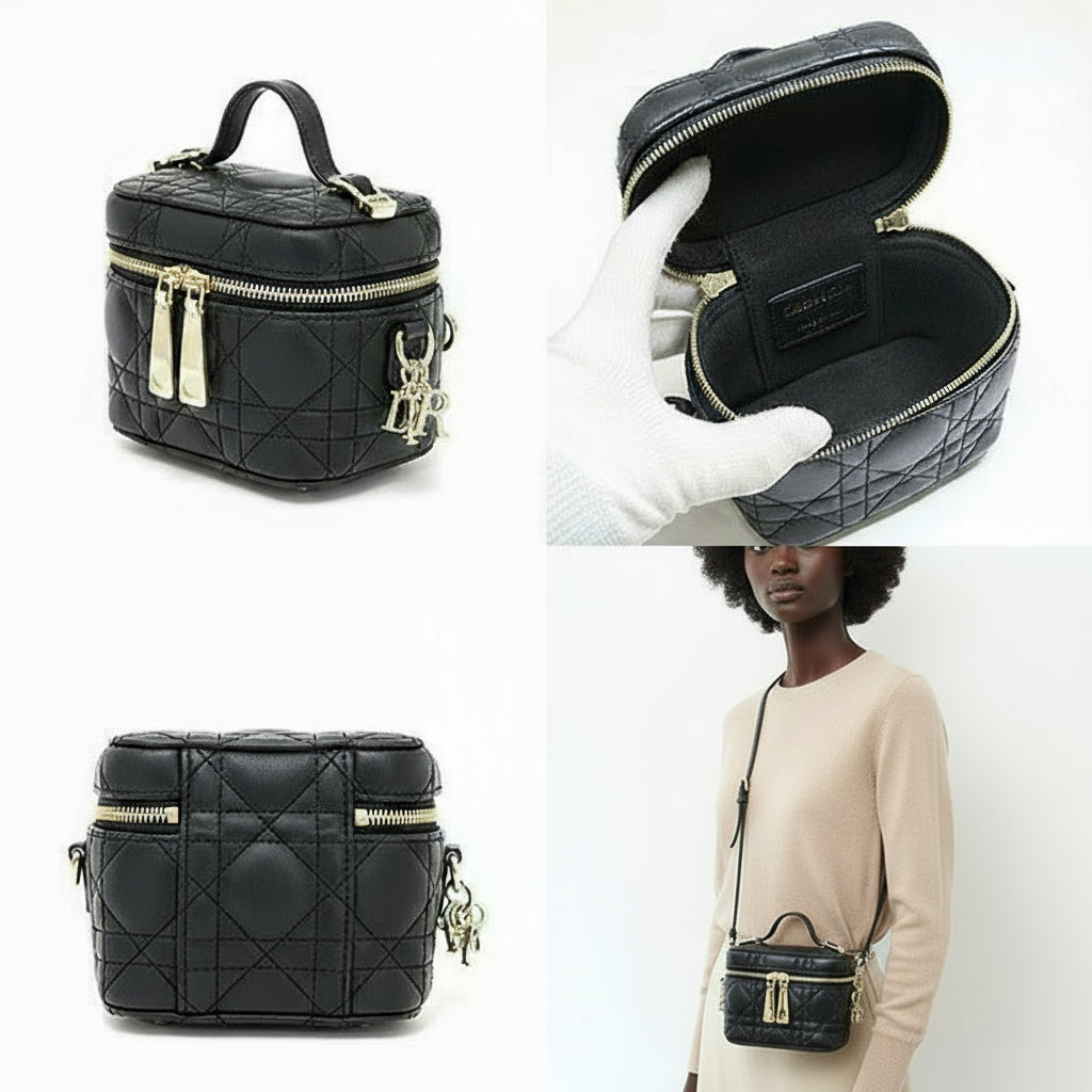 Dior – Lady Dior Micro Vanity – Black Lambskin Cannage –Pristine