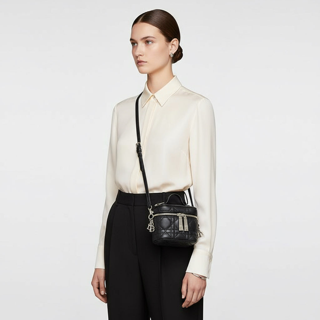 Dior – Lady Dior Micro Vanity – Black Lambskin Cannage –Pristine