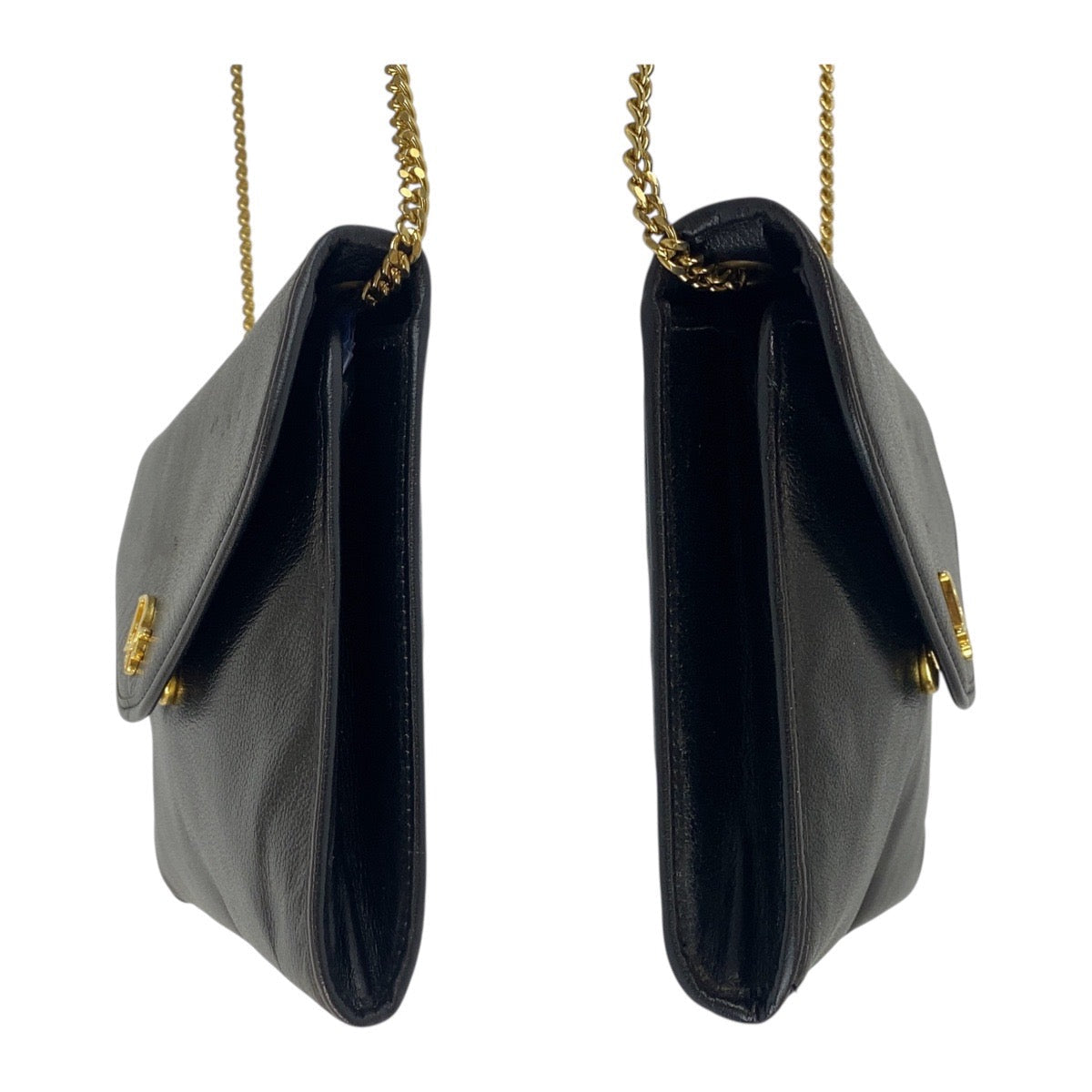 Christian Dior – Vintage Chain Shoulder Clutch – Black Leather with Gold-Tone hardware