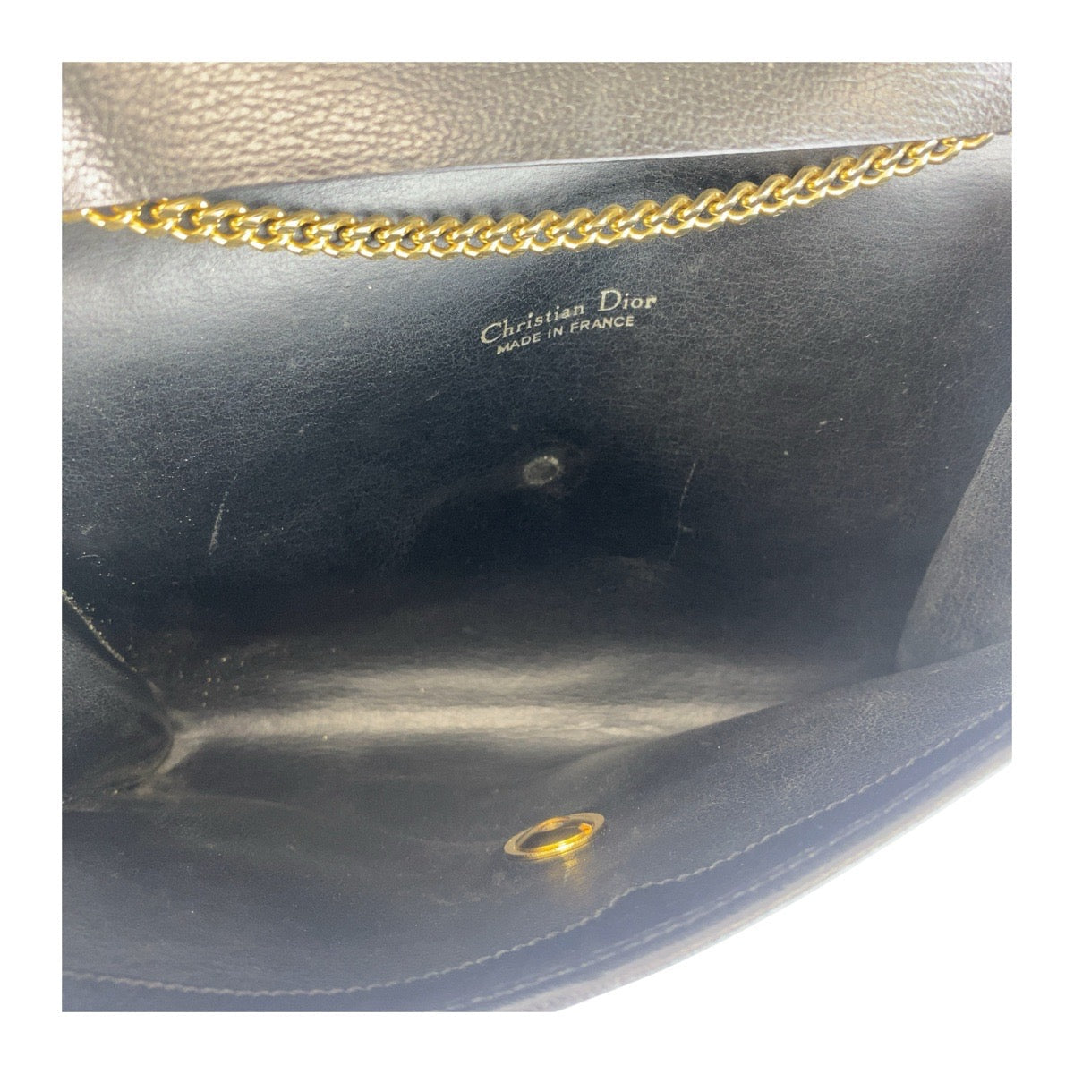 Christian Dior – Vintage Chain Shoulder Clutch – Black Leather with Gold-Tone hardware