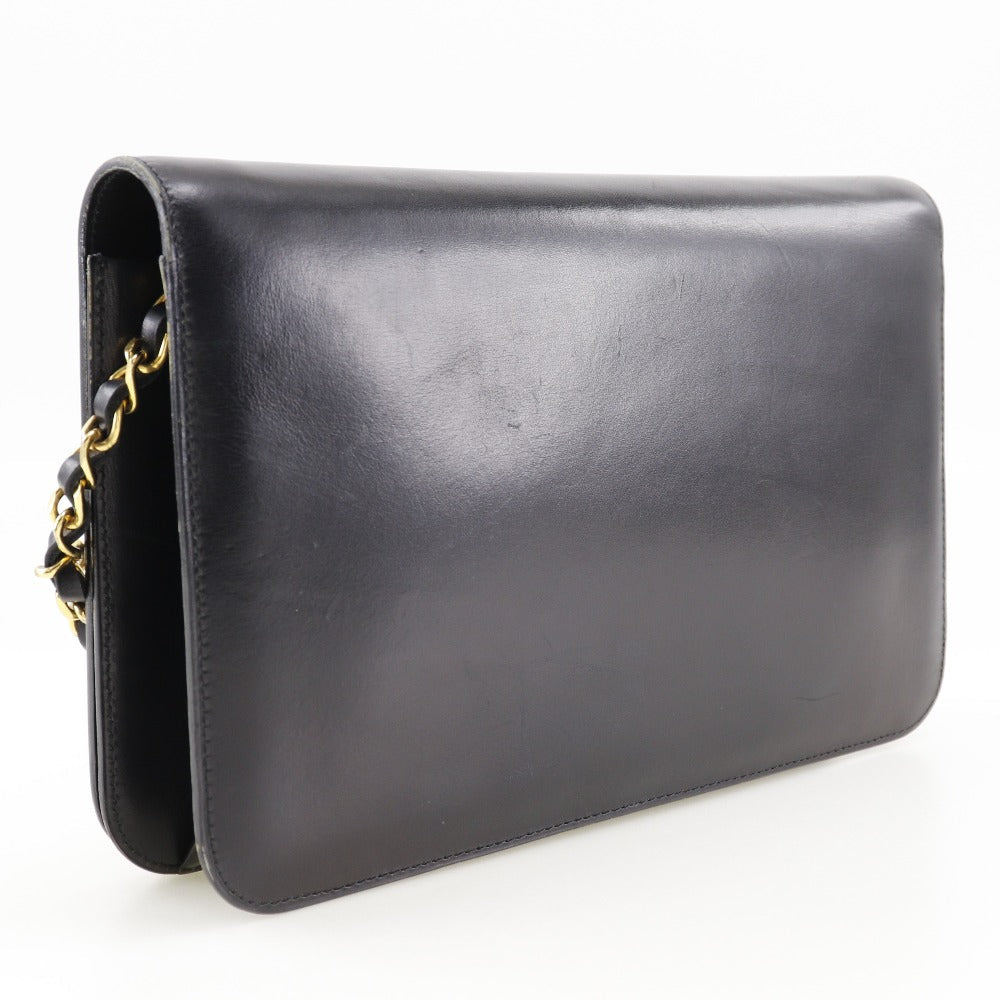 CHANEL vintage Chain Shoulder bag in black calfskin with classic COCO Mark harware Vintage