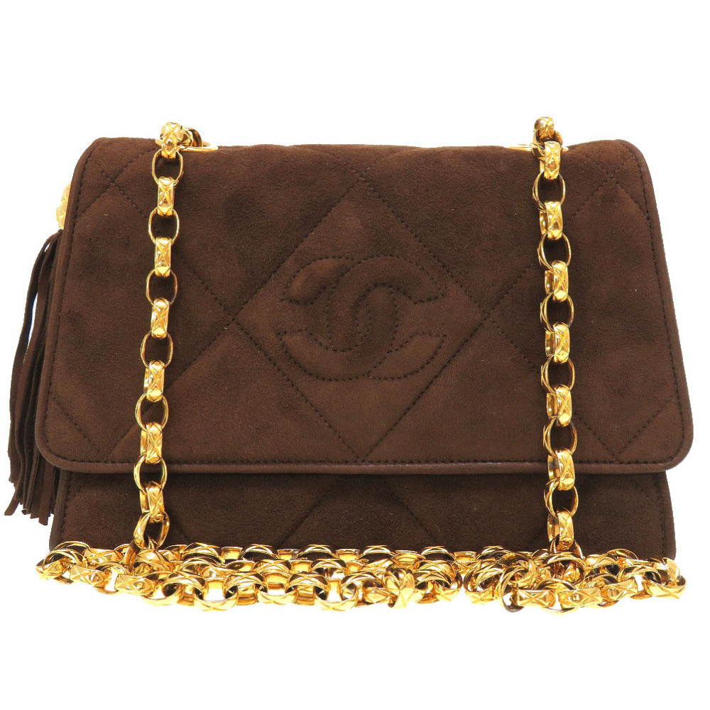 CHANEL – Matelassé Fringe COCO Mark Shoulder Bag – Brown Suede Leather