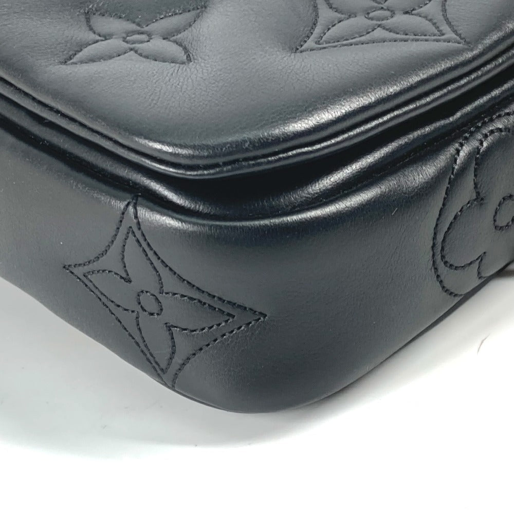 LOUIS VUITTON – Shoulder Bag – Monogram Bubblegram Wallet on Strap – Black Leather