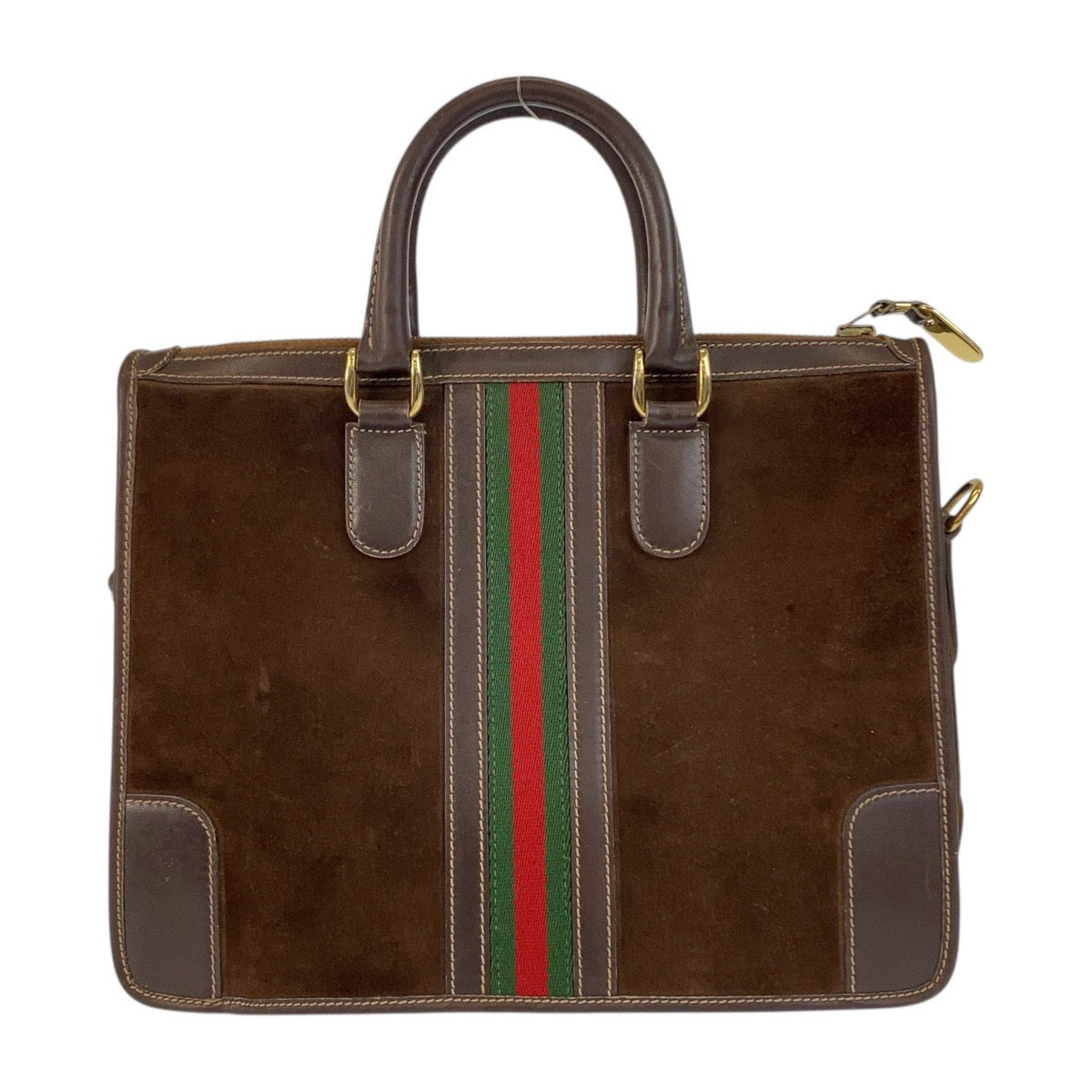GUCCI – Sherry Line 2-Way Handbag / Tote – Suede & Leather – Brown with Gold Hardware – Modern Collection