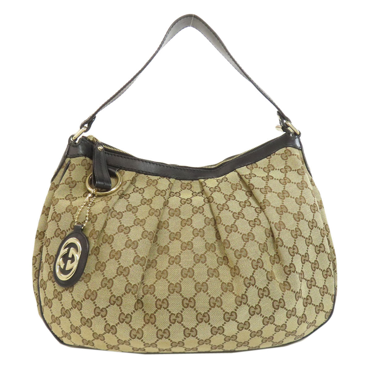 GUCCI Sukey Shoulder Bag GG Brown GG canvas with leather trim