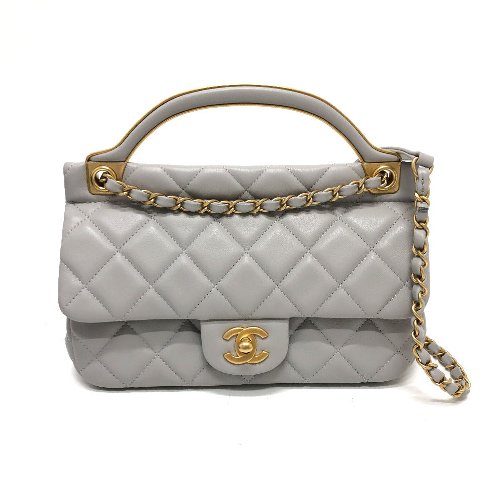 CHANEL Lambskin Matelassé Gray Lambskin