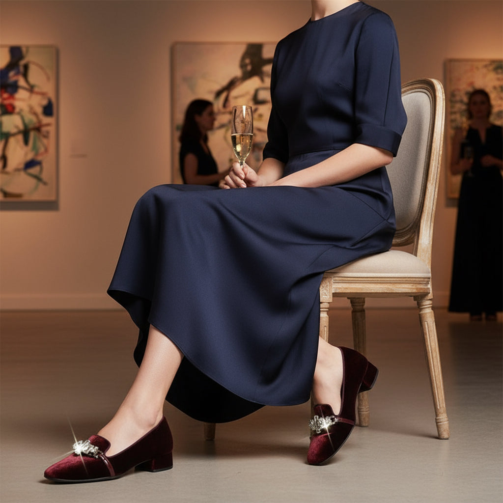 MIU MIU – Velour Sheepskin Pumps – Wine Red