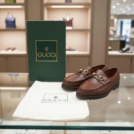 GUCCI – Horsebit Loafers – Brown Leather – Women’s Size 6 –
