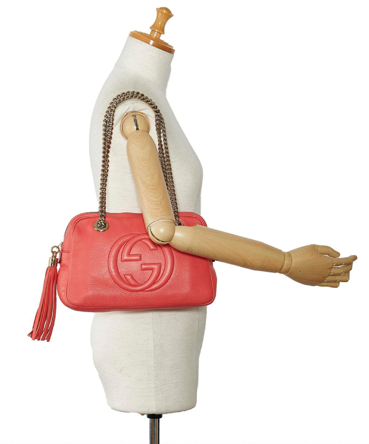 GUCCI SOHO Small Interlocking G Shoulder Bag in Begonia Pink Leather