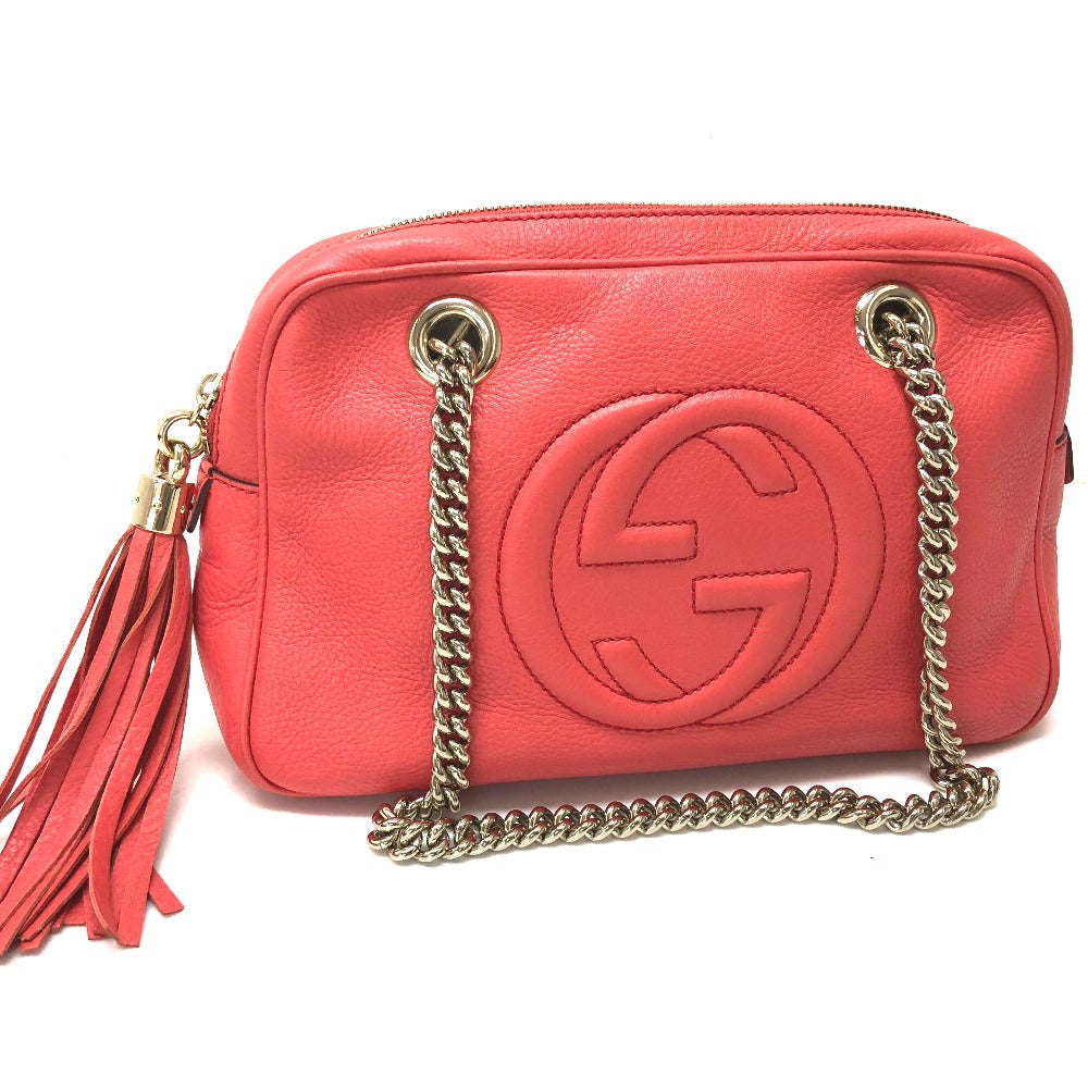 GUCCI SOHO Small Interlocking G Shoulder Bag in Begonia Pink Leather