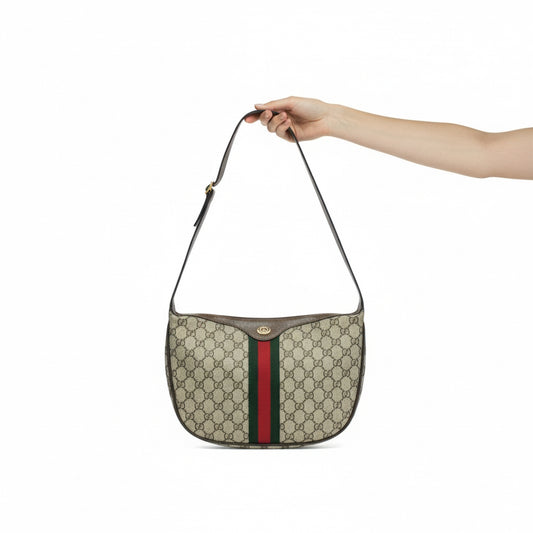 GUCCI – Sherry Line Old Gucci Shoulder Bag – GG Supreme Canvas Beige –