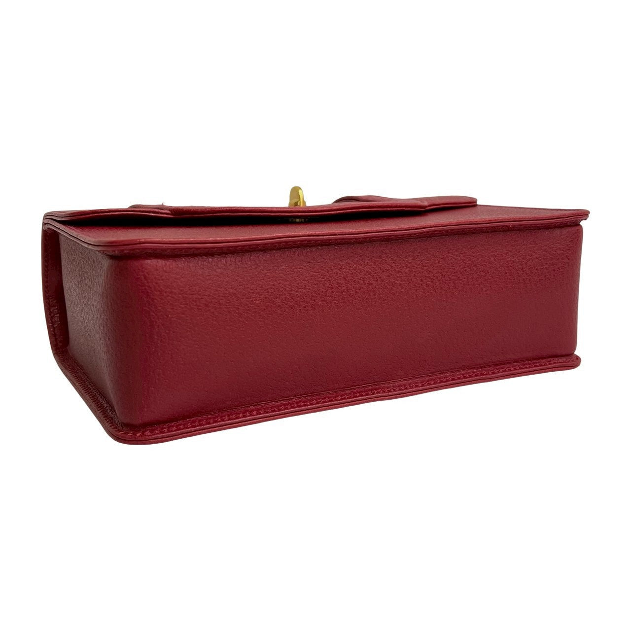 GUCCI – Red Leather Bamboo Handbag  –