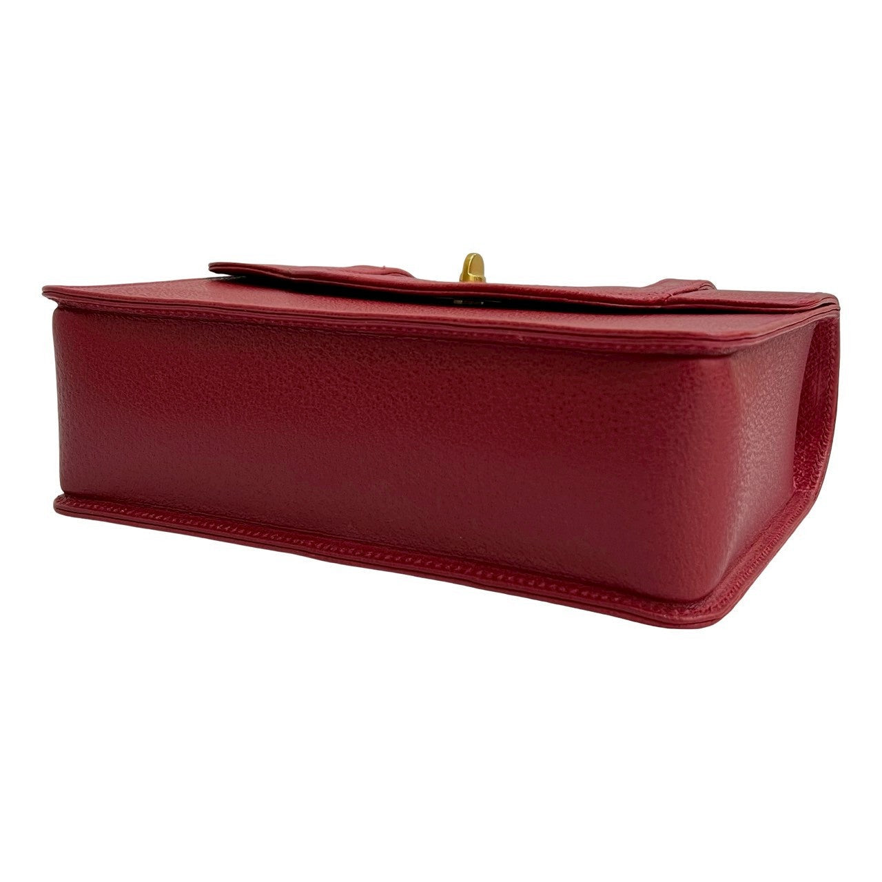 GUCCI – Red Leather Bamboo Handbag  –