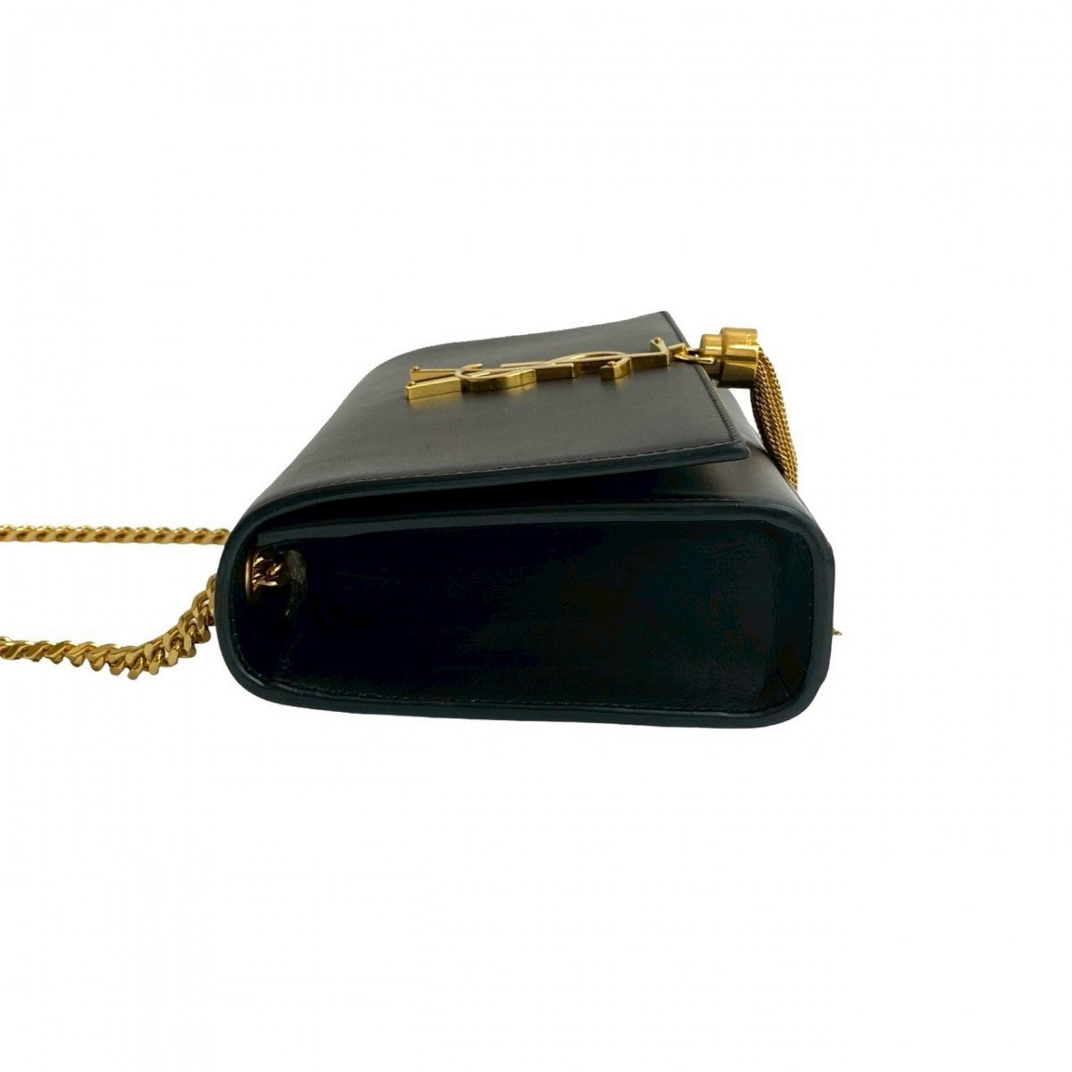 YVES SAINT LAURENT – Cassandra YSL Logo Shoulder Bag – Black Leather –