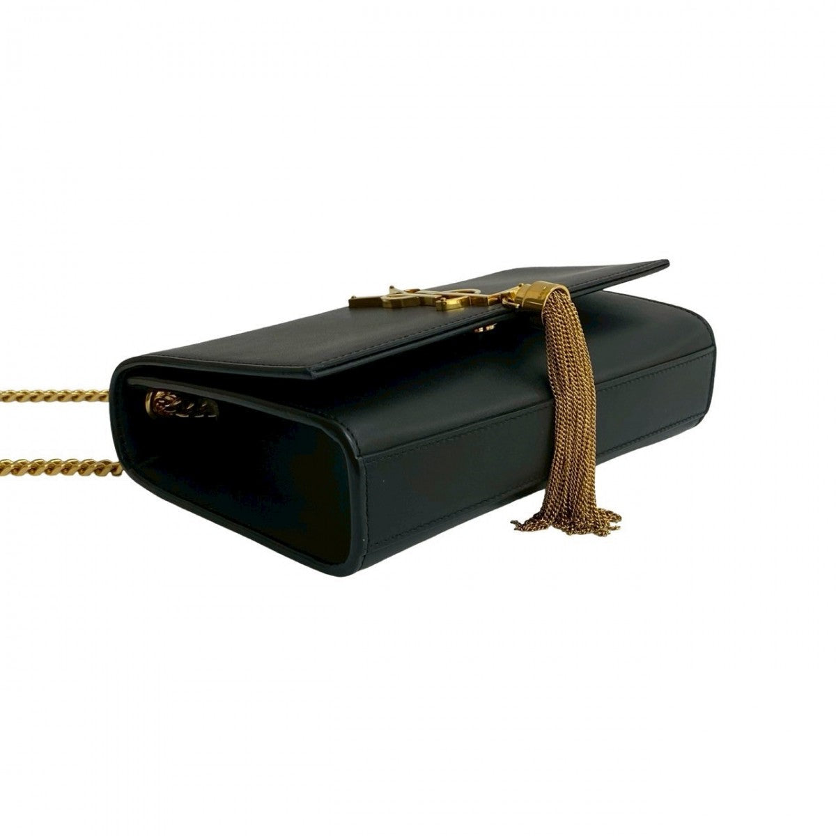 YVES SAINT LAURENT – Cassandra YSL Logo Shoulder Bag – Black Leather –