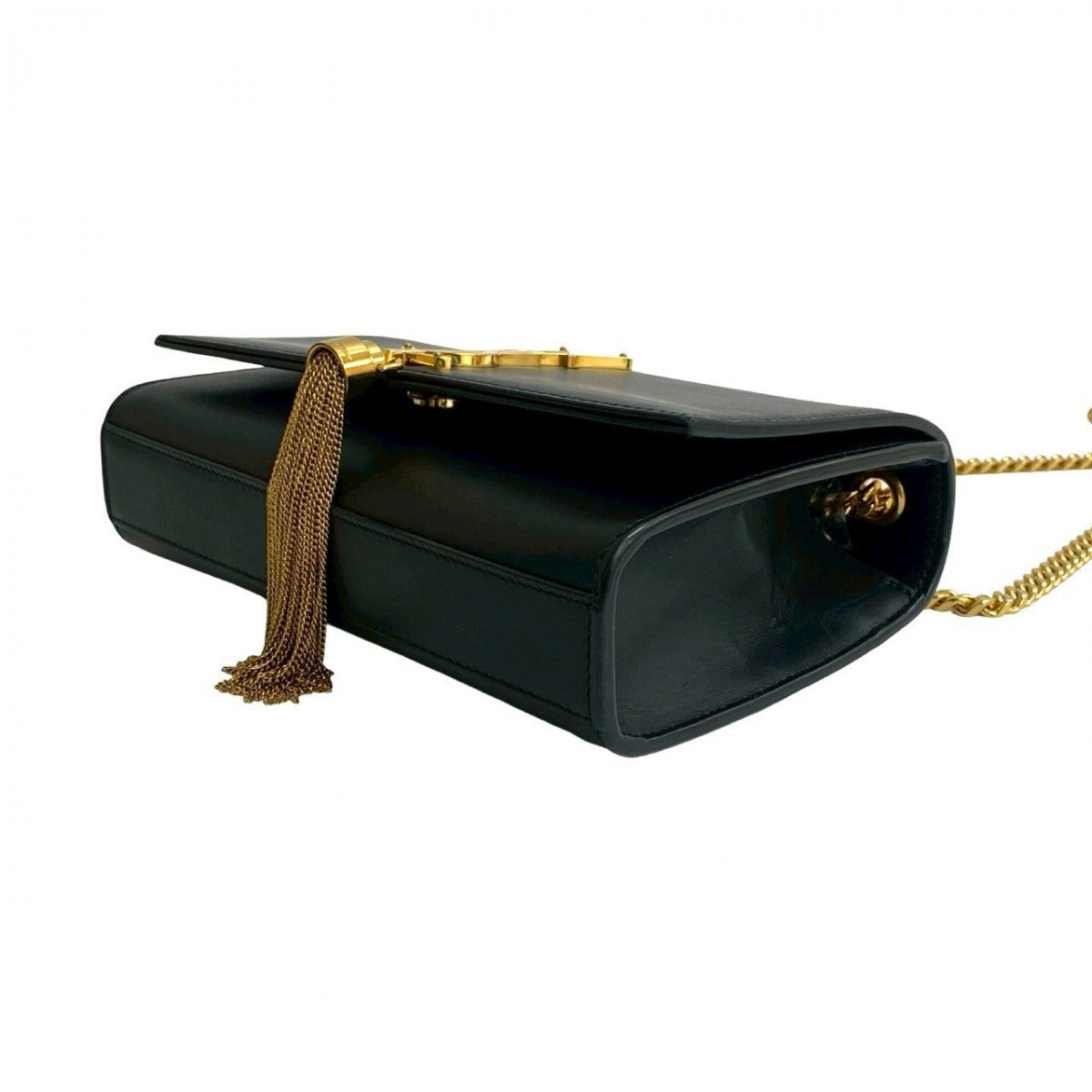 YVES SAINT LAURENT – Cassandra YSL Logo Shoulder Bag – Black Leather –