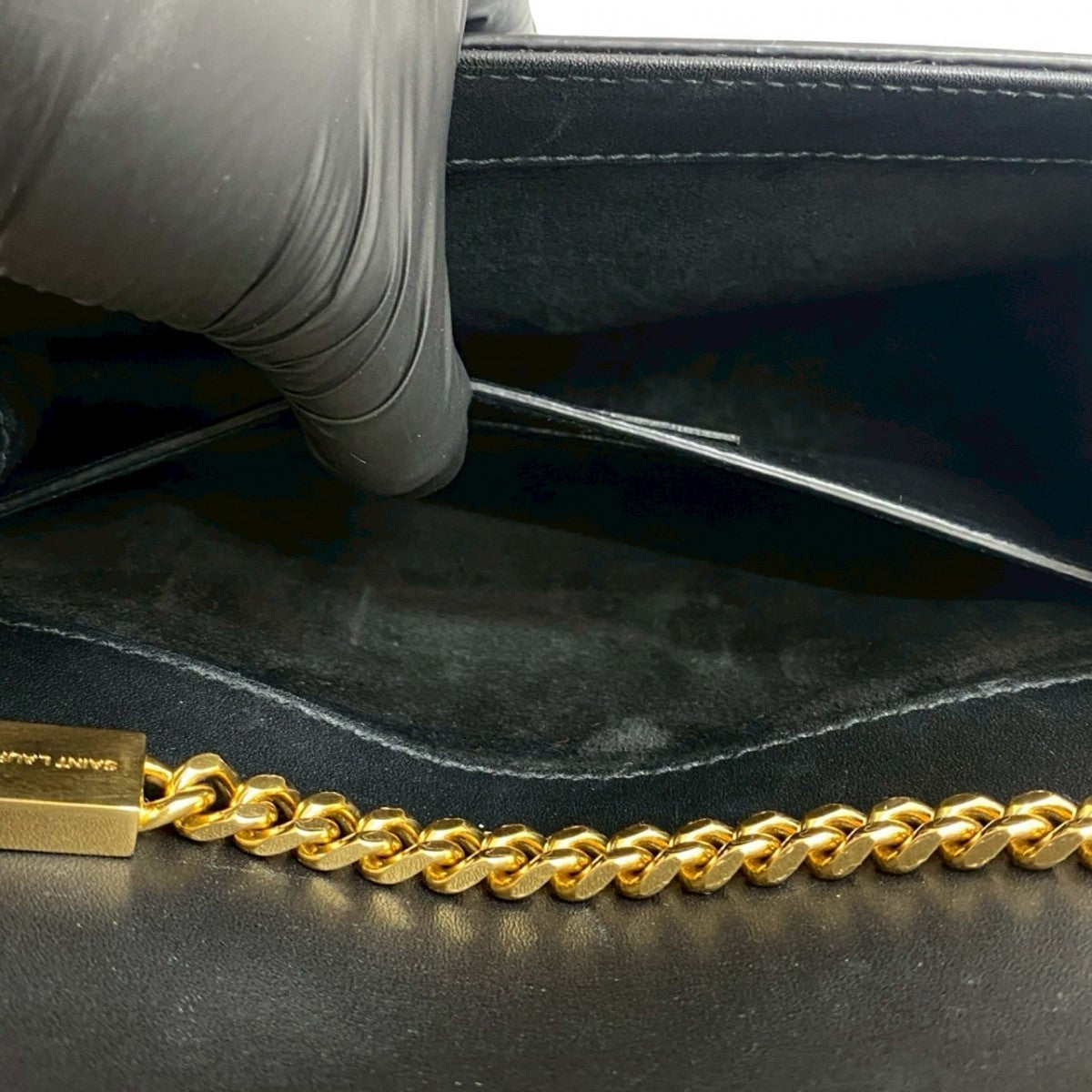 YVES SAINT LAURENT – Cassandra YSL Logo Shoulder Bag – Black Leather –