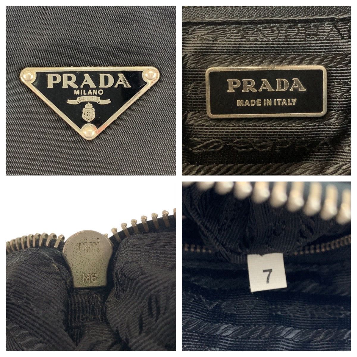 PRADA – Triangle Logo Pochette Shoulder Bag – Black Nylon Leather