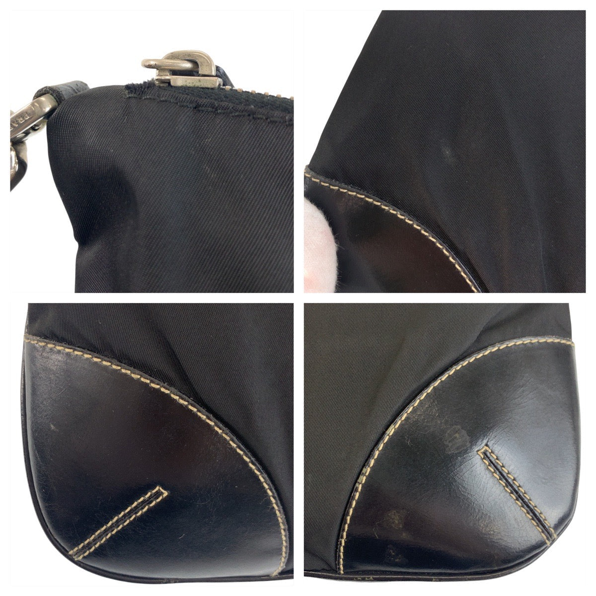 PRADA – Triangle Logo Pochette Shoulder Bag – Black Nylon Leather