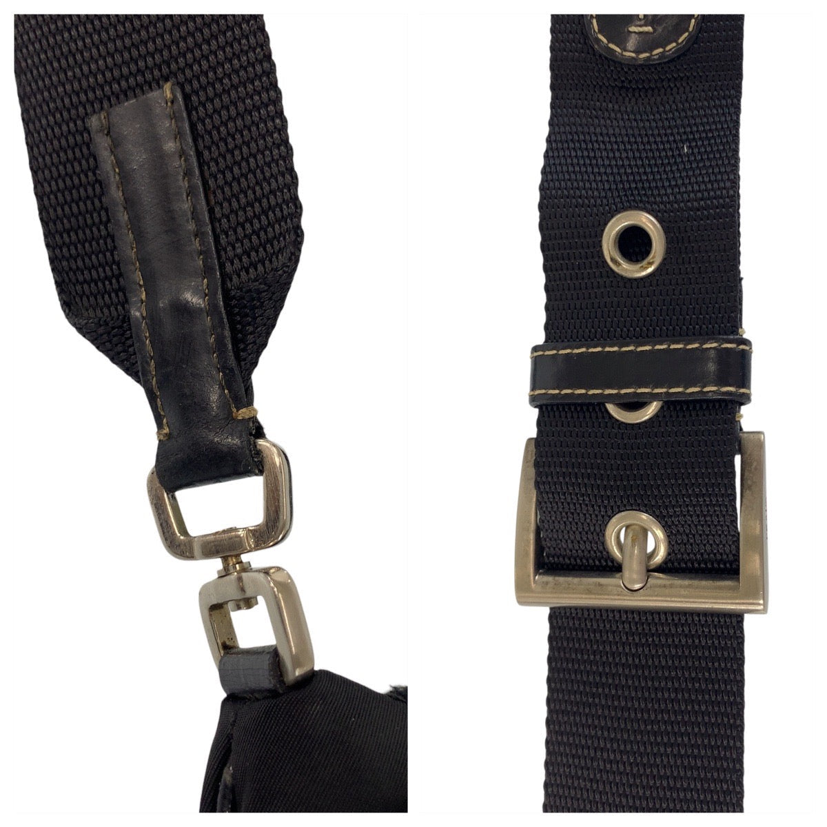 PRADA – Triangle Logo Pochette Shoulder Bag – Black Nylon Leather