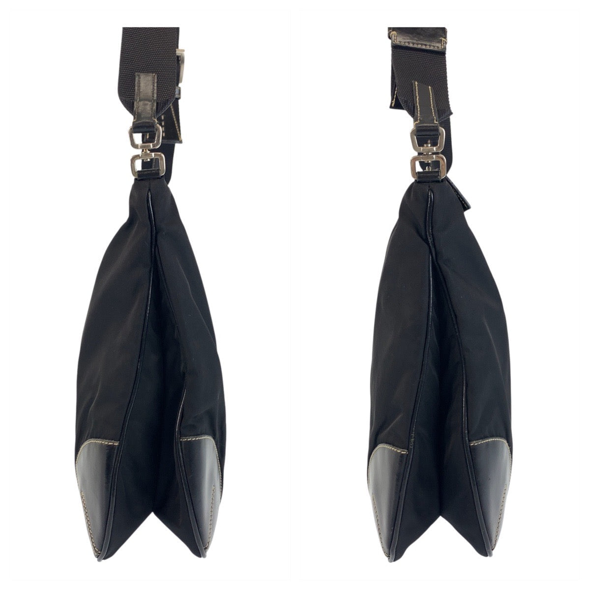 PRADA – Triangle Logo Pochette Shoulder Bag – Black Nylon Leather