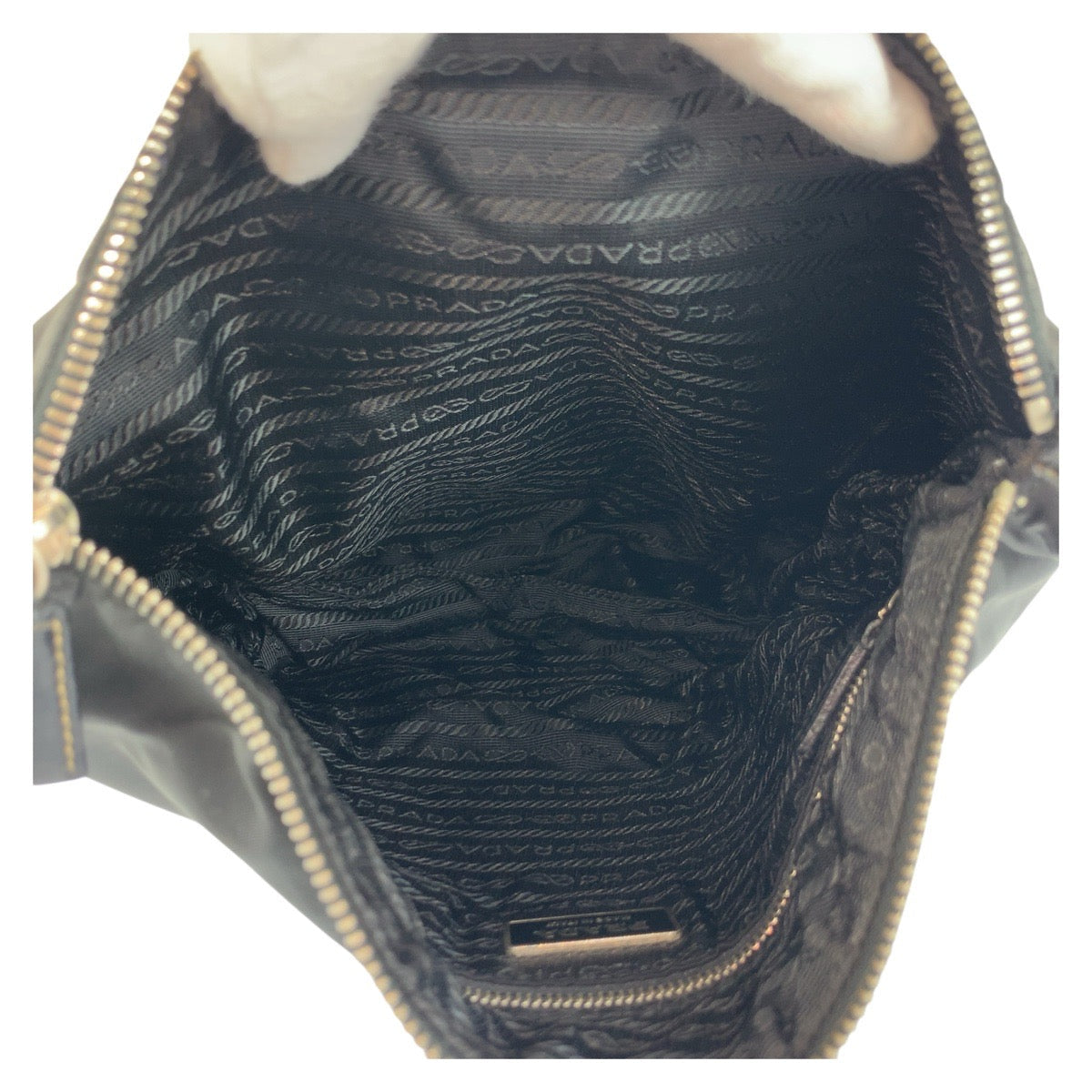 PRADA – Triangle Logo Pochette Shoulder Bag – Black Nylon Leather