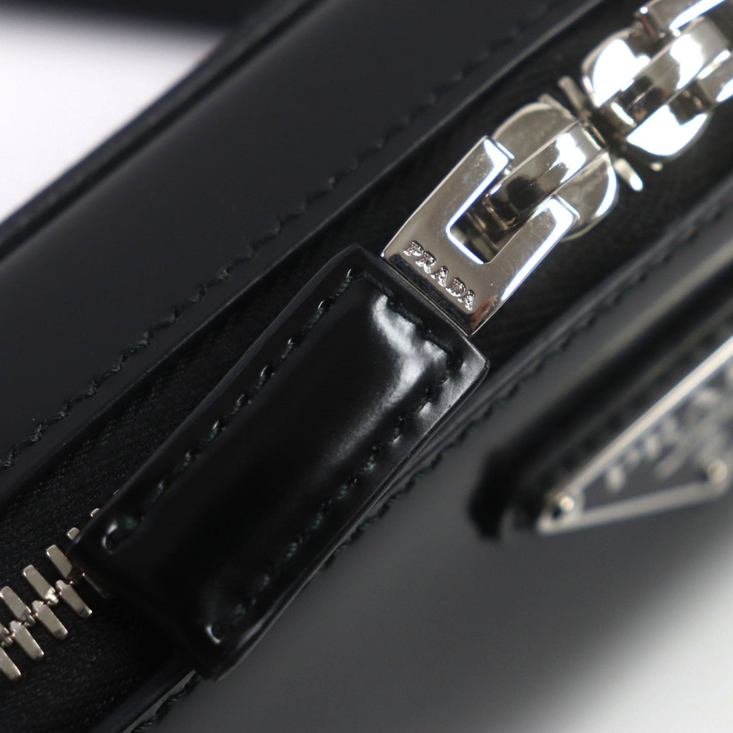 PRADA – Brick Shoulder Bag – Black Brushed Leather – Italy