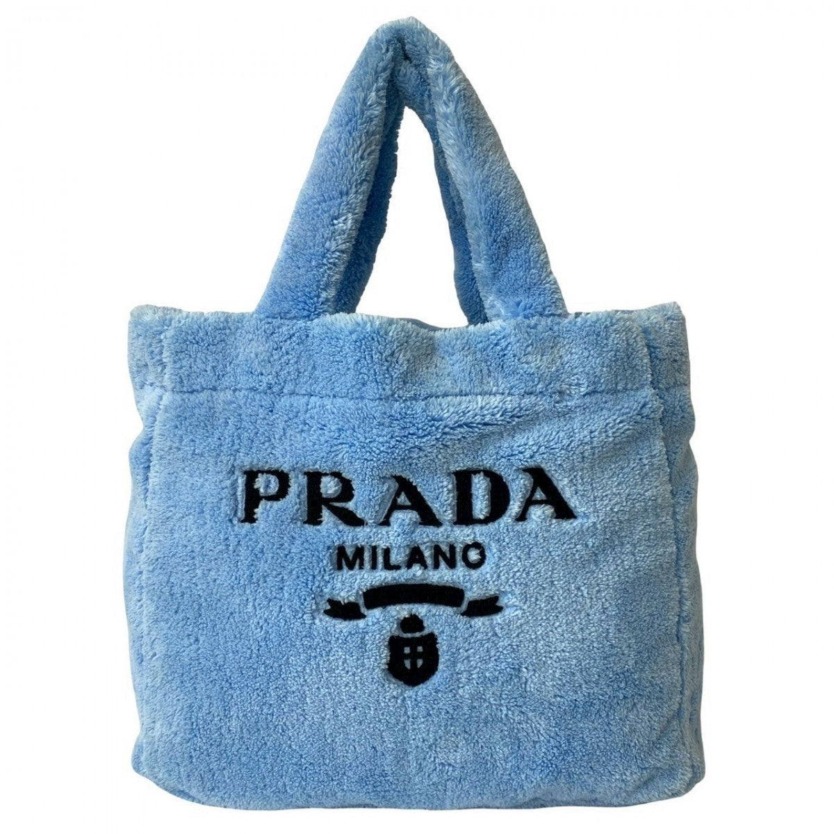 PRADA – Terry Tote Bag (Pile Towel) with Triangle Logo – Blue –