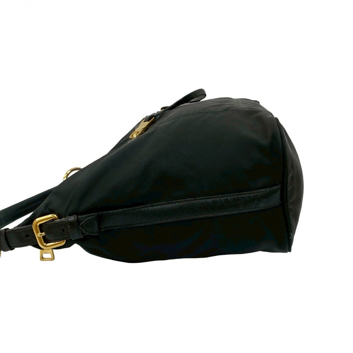 PRADA – Nylon &amp; Leather Shoulder Bag with Triangle Logo – Black