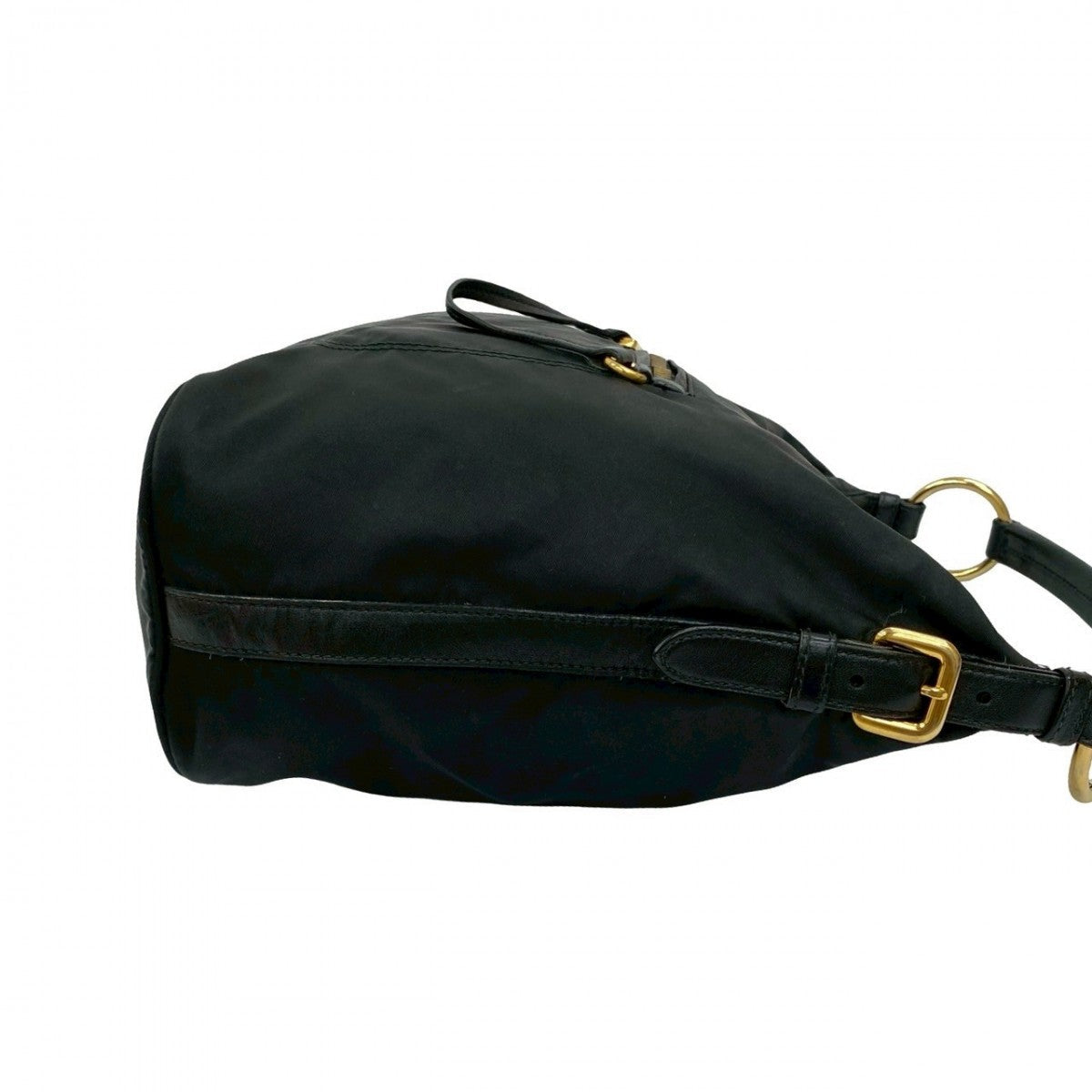 PRADA – Nylon &amp; Leather Shoulder Bag with Triangle Logo – Black