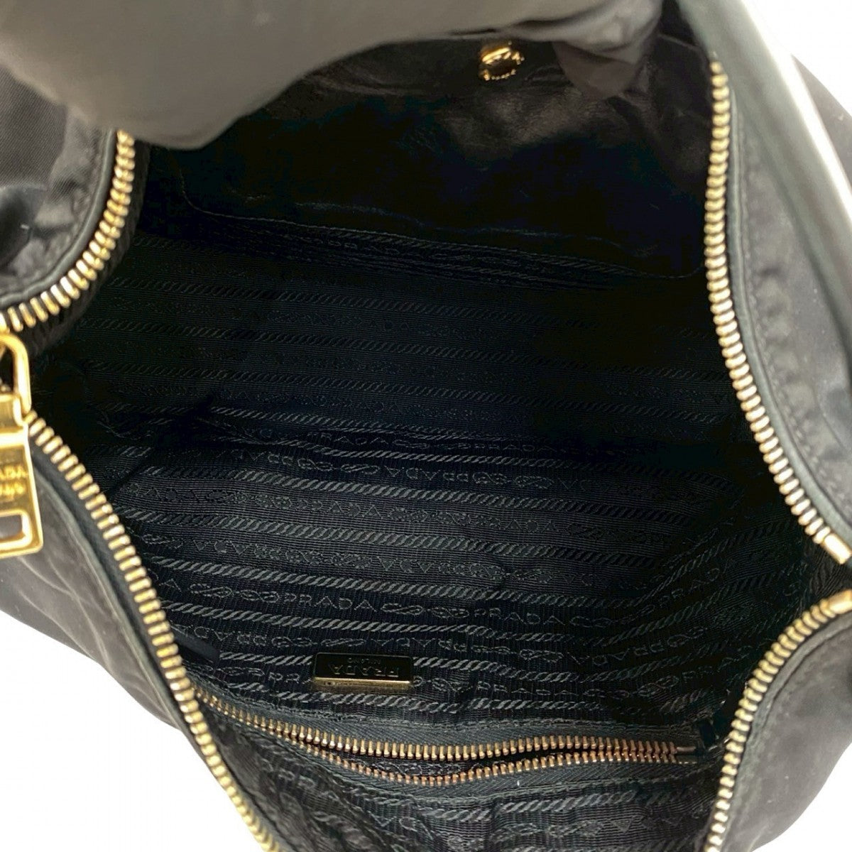PRADA – Nylon &amp; Leather Shoulder Bag with Triangle Logo – Black