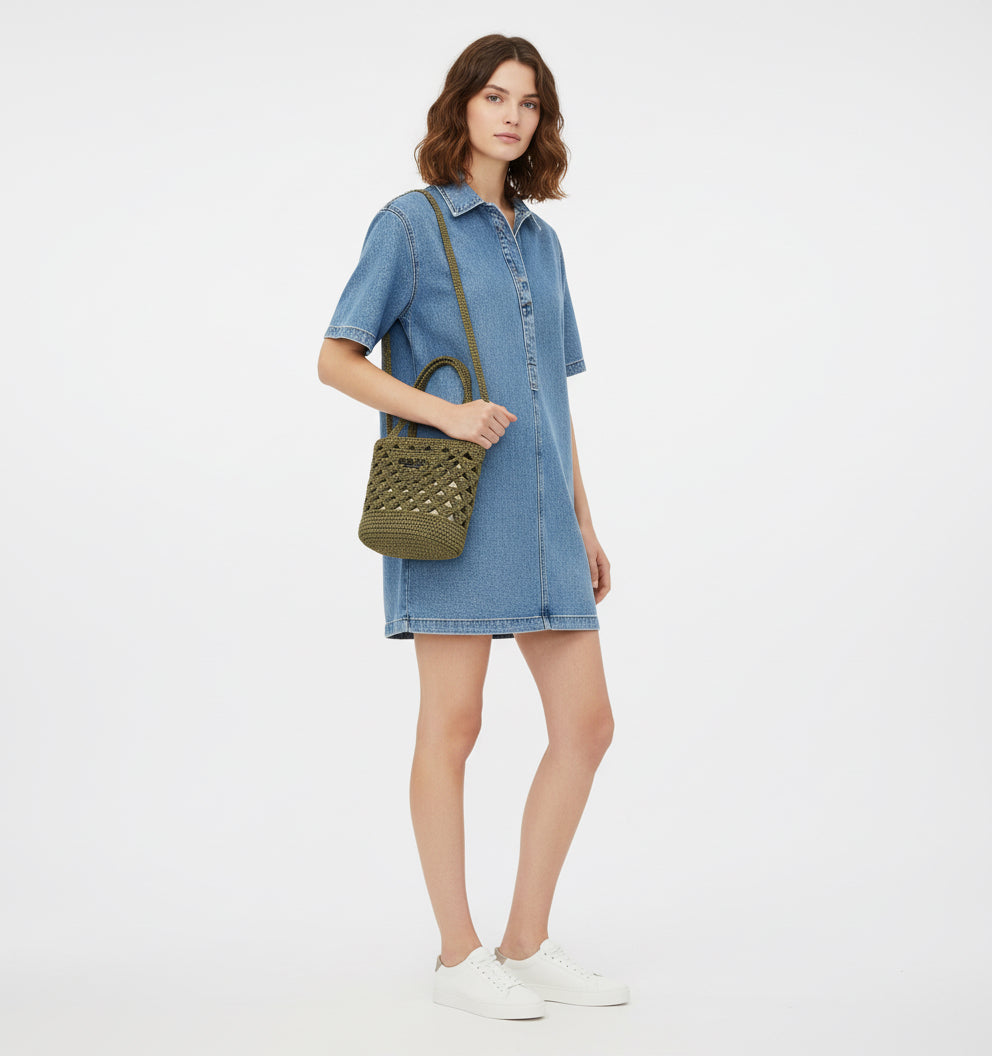 PRADA – Crochet Tote  Olive Rayon