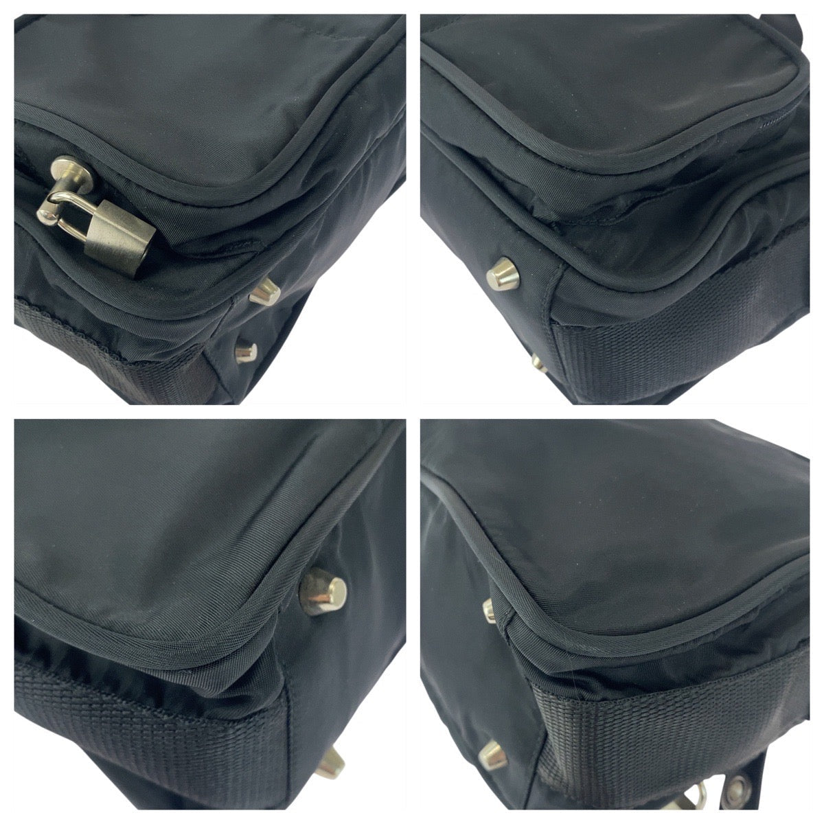 PRADA – Nylon Shoulder Bag with Triangle Logo – Black with Silver Hardware –