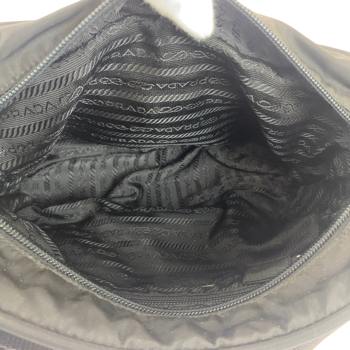 PRADA – Nylon Shoulder Bag with Triangle Logo – Black with Silver Hardware –