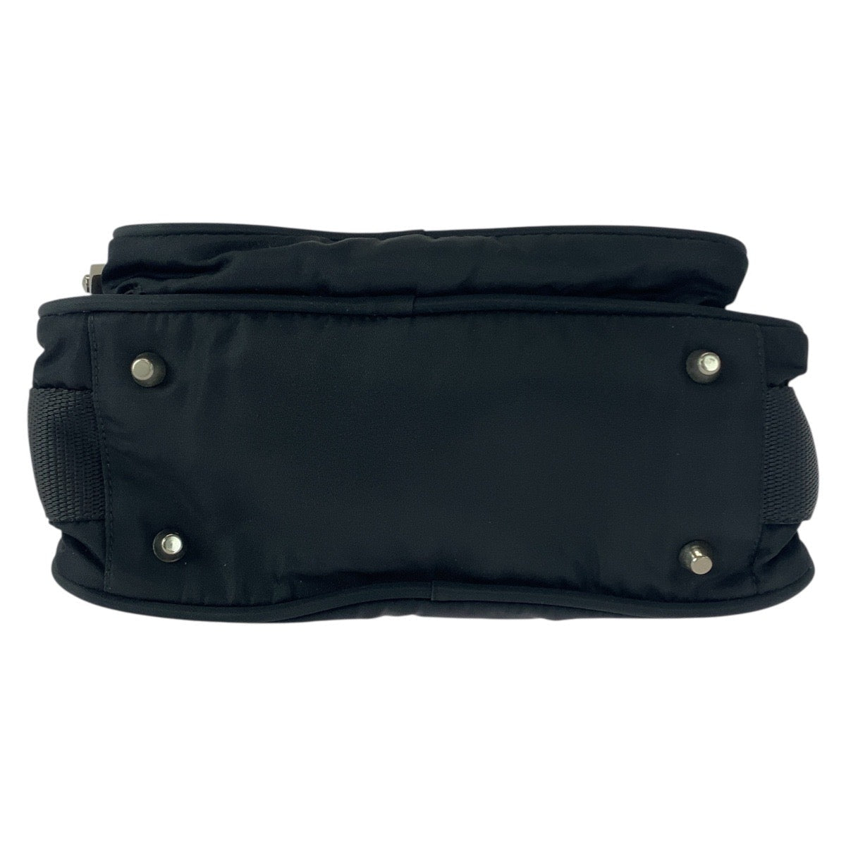 PRADA – Nylon Shoulder Bag with Triangle Logo – Black with Silver Hardware –