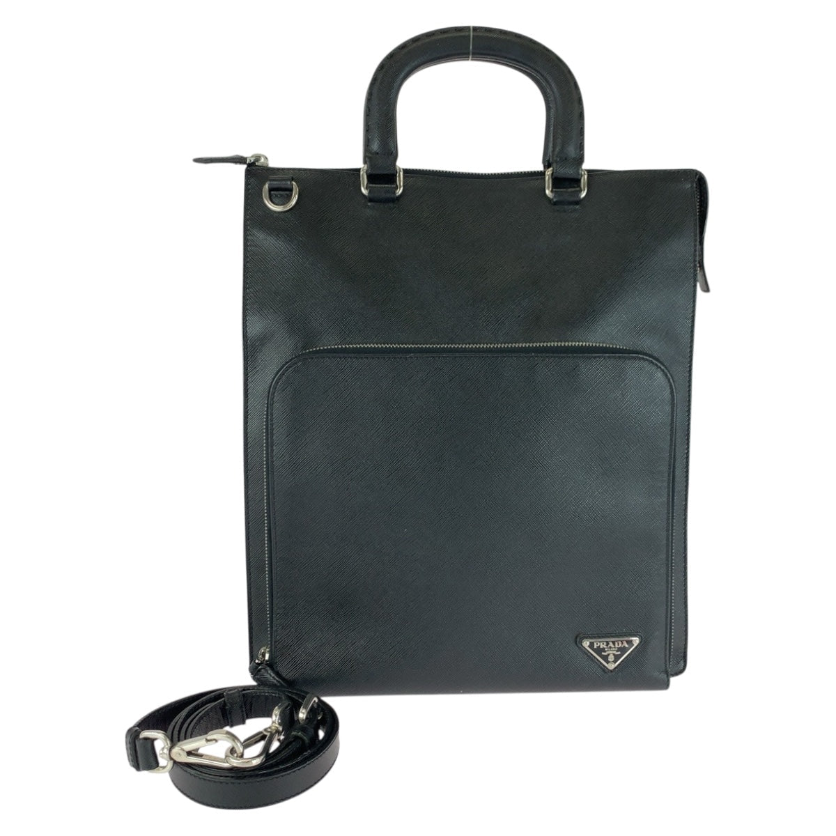 PRADA – Saffiano Leather Triangle Logo Tote Bag – Black – Men’s Business / Briefcase Style