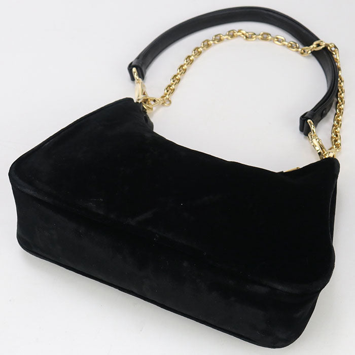 PRADA – Velvet Mini Re-Edition Shoulder Bag – Black with Gold Hardware –