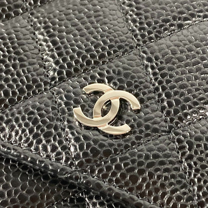 CHANEL  Chain Wallet in Black Quilted Caviar Leather –	Designed by Karl Lagerfeld, 2010s, 100% Authentic Pre-Owned