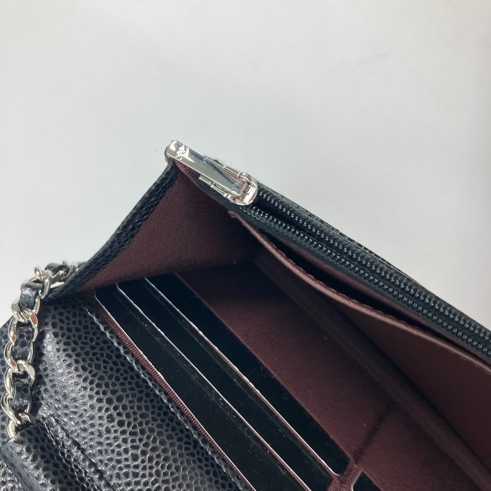 CHANEL  Chain Wallet in Black Quilted Caviar Leather –	Designed by Karl Lagerfeld, 2010s, 100% Authentic Pre-Owned