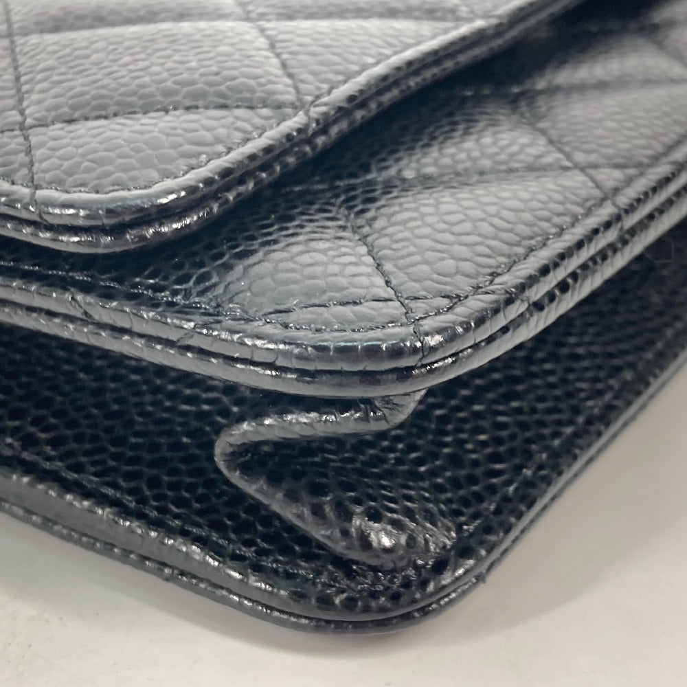 CHANEL  Chain Wallet in Black Quilted Caviar Leather –	Designed by Karl Lagerfeld, 2010s, 100% Authentic Pre-Owned
