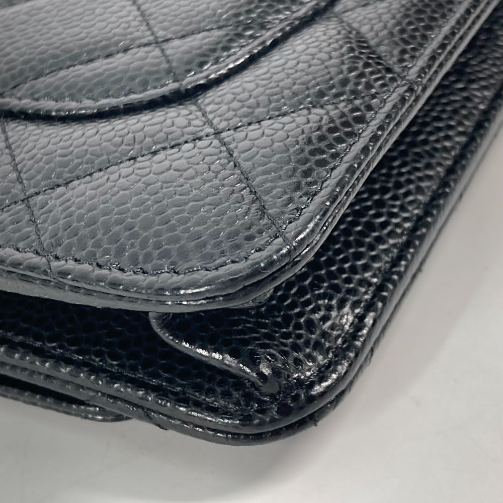 CHANEL  Chain Wallet in Black Quilted Caviar Leather –	Designed by Karl Lagerfeld, 2010s, 100% Authentic Pre-Owned