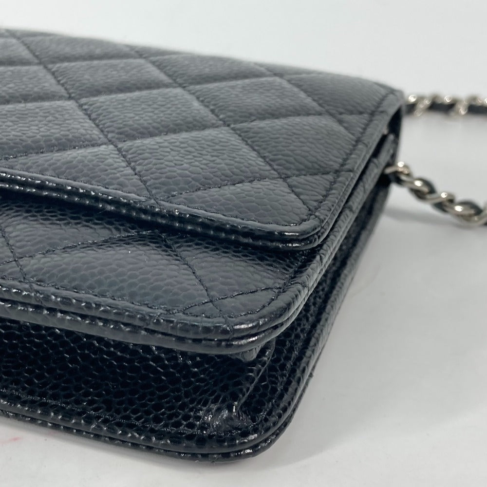 CHANEL  Chain Wallet in Black Quilted Caviar Leather –	Designed by Karl Lagerfeld, 2010s, 100% Authentic Pre-Owned