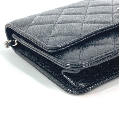 CHANEL  Chain Wallet in Black Quilted Caviar Leather –	Designed by Karl Lagerfeld, 2010s, 100% Authentic Pre-Owned