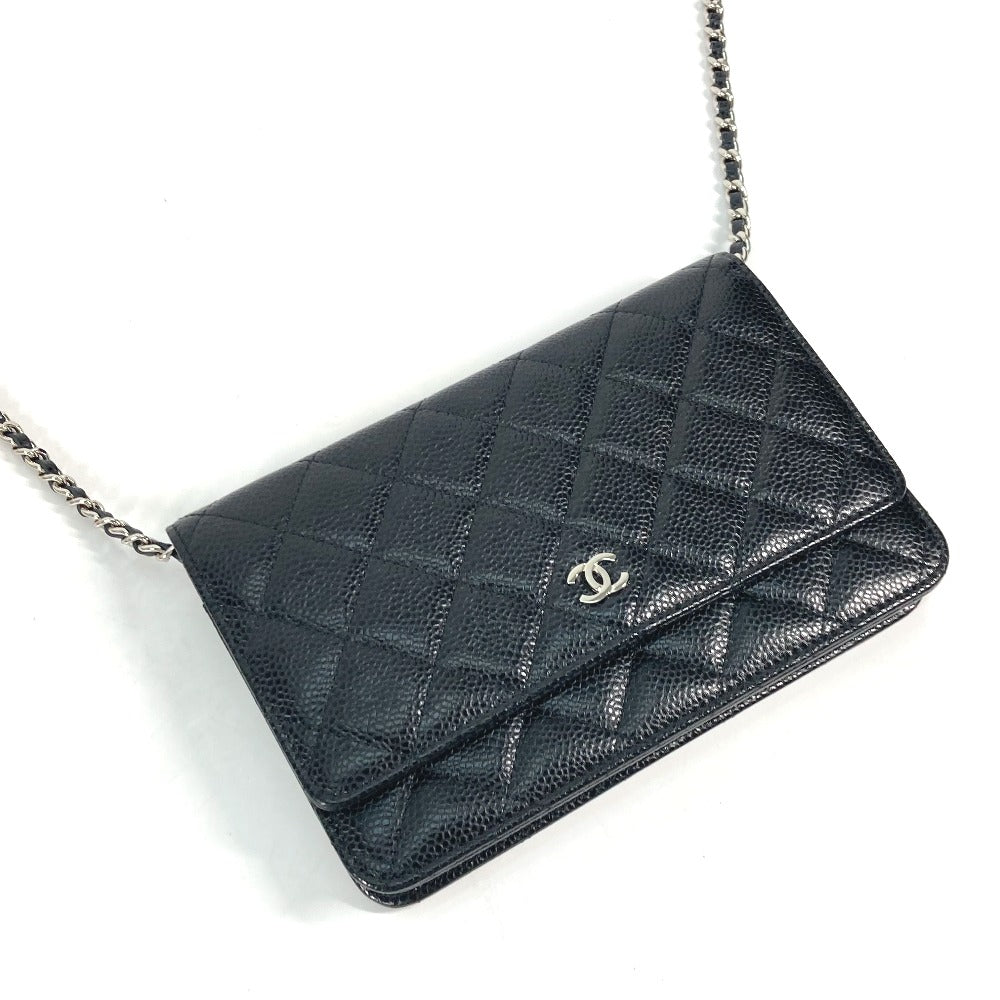 CHANEL  Chain Wallet in Black Quilted Caviar Leather –	Designed by Karl Lagerfeld, 2010s, 100% Authentic Pre-Owned