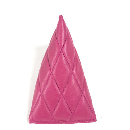 SAINT LAURENT PARIS Coin case leather pink Quilting Triangle Women Used Authentic✨Near New