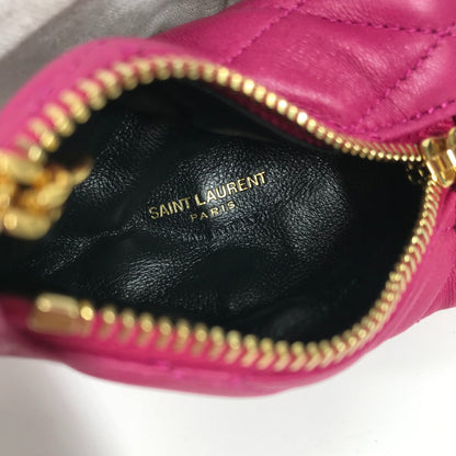 SAINT LAURENT PARIS Coin case leather pink Quilting Triangle Women Used Authentic✨Near New