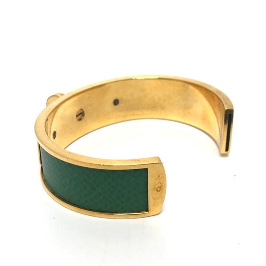 Hermès Kelly Bangle T-241101-38 Gold-Plated with Green Leather Inlay – Designed by Pierre Hardy, 2000s, 100% Authentic ✨Very Good Pre-Owned