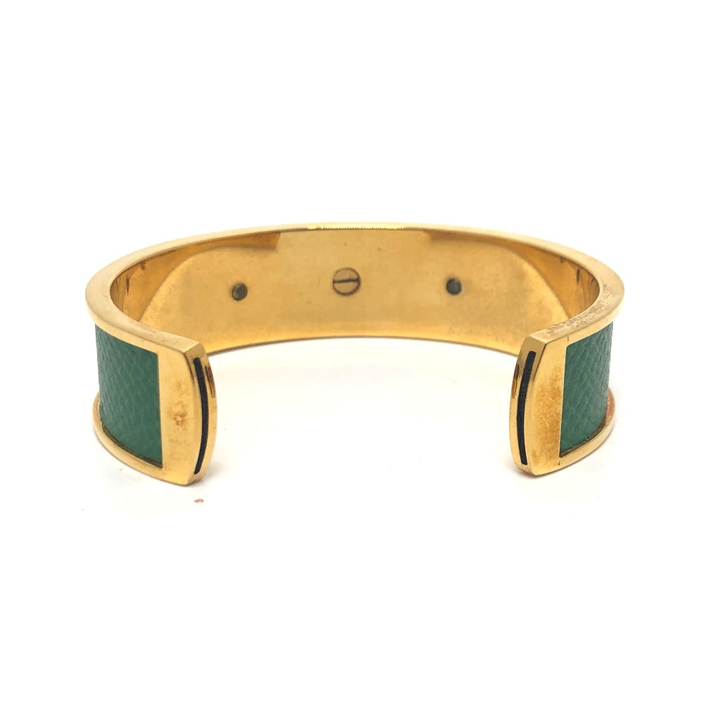 Hermès Kelly Bangle T-241101-38 Gold-Plated with Green Leather Inlay – Designed by Pierre Hardy, 2000s, 100% Authentic ✨Very Good Pre-Owned
