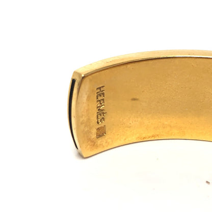 Hermès Kelly Bangle T-241101-38 Gold-Plated with Green Leather Inlay – Designed by Pierre Hardy, 2000s, 100% Authentic ✨Very Good Pre-Owned